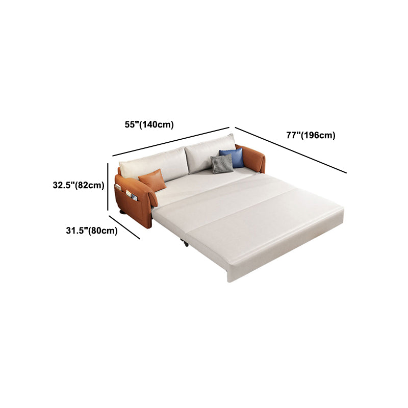 Pillow Top Arm Contemporary Convertible Couch Bed with 2 Pillows