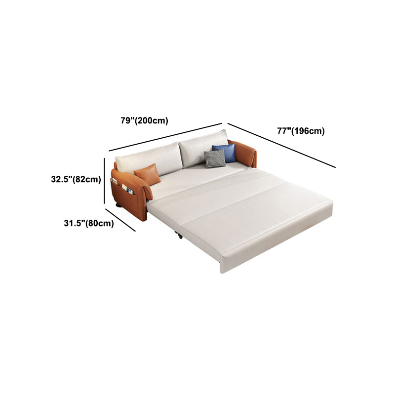 Pillow Top Arm Contemporary Convertible Couch Bed with 2 Pillows