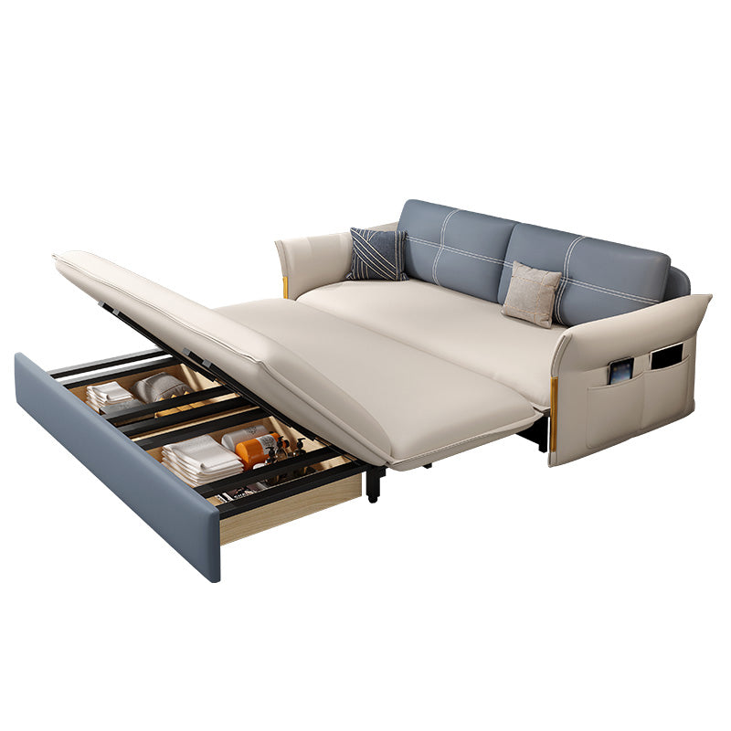 Faux Leather Stain Resistant Contemporary Flared Arm Couch Bed Clearhalo 'furn' 'furn_sofas' 'Furniture' 'Living Room Furniture' 'Sofa' 'sofas' 5450947