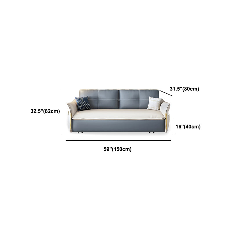 Faux Leather Stain Resistant Contemporary Flared Arm Couch Bed Clearhalo 'furn' 'furn_sofas' 'Furniture' 'Living Room Furniture' 'Sofa' 'sofas' 5450950