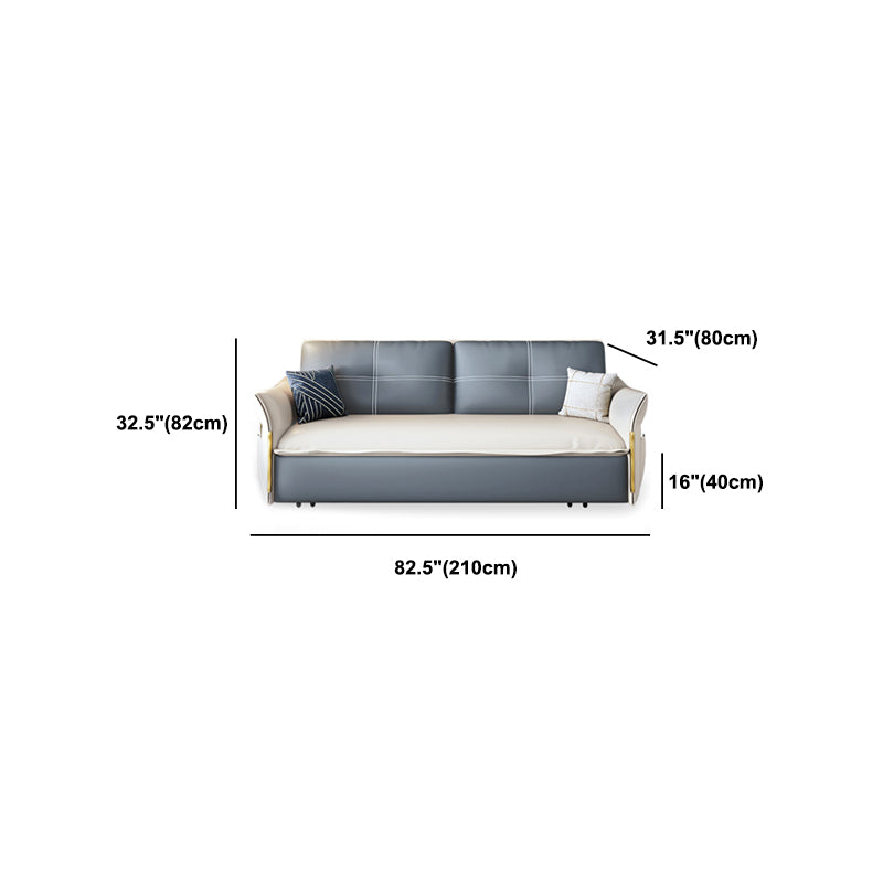 Faux Leather Stain Resistant Contemporary Flared Arm Couch Bed Clearhalo 'furn' 'furn_sofas' 'Furniture' 'Living Room Furniture' 'Sofa' 'sofas' 5450952