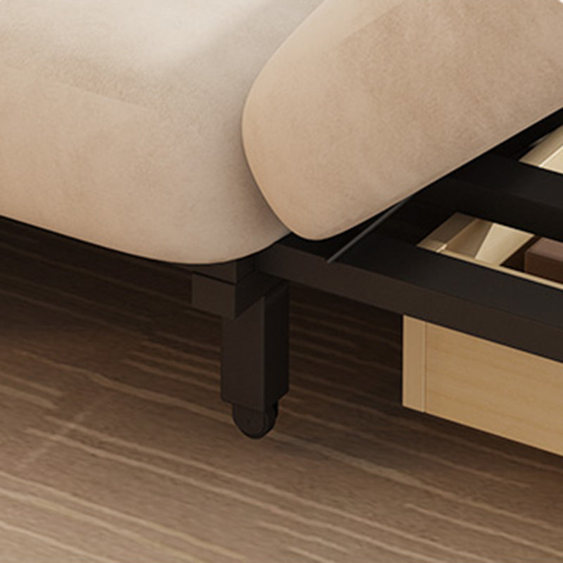 Square Arm Contemporary Convertible Faux Leather Couch Bed with 2 Pillows Clearhalo 'furn' 'furn_sofas' 'Furniture' 'Living Room Furniture' 'Sofa' 'sofas' 5450959