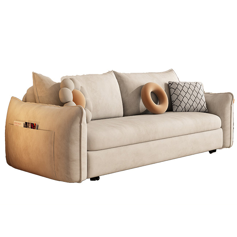 コンバーチブルフェイクレザーコンテンポラリースクエアアームベッドの灰色のセッピー