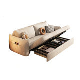 Convertible Faux Leather Contemporary Square Arm Bed Settee in Grey