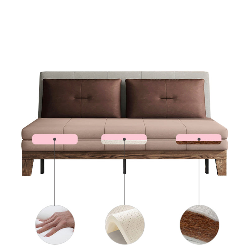 Faux Leather Armless Contemporary Bed Settee with Pillows in Grey Clearhalo 'furn' 'furn_sofas' 'Furniture' 'Living Room Furniture' 'Sofa' 'sofas' 5450991