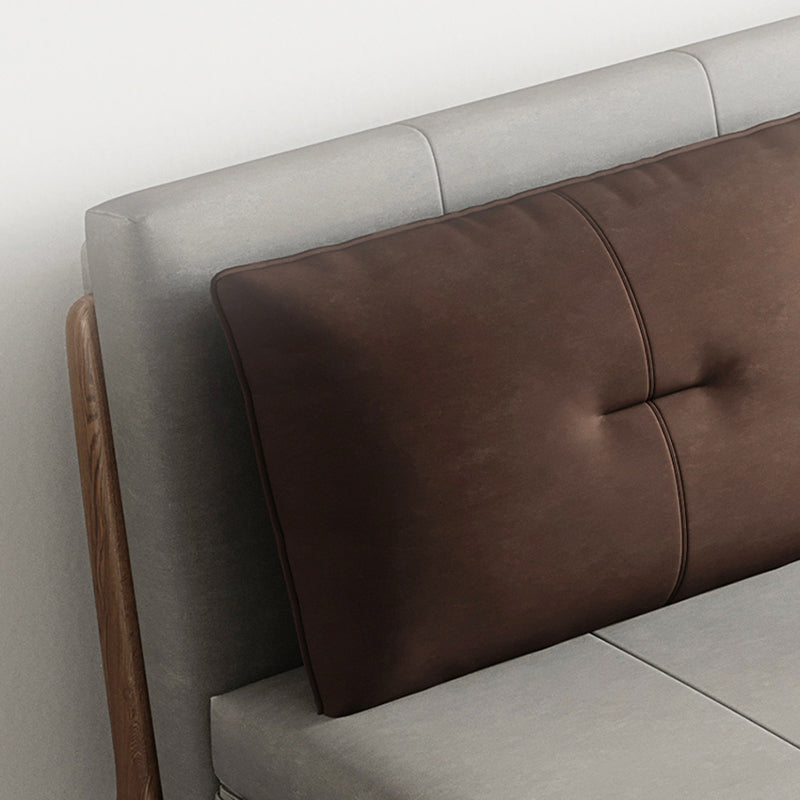 Faux Leather Armless Contemporary Bed Settee with Pillows in Grey Clearhalo 'furn' 'furn_sofas' 'Furniture' 'Living Room Furniture' 'Sofa' 'sofas' 5450993