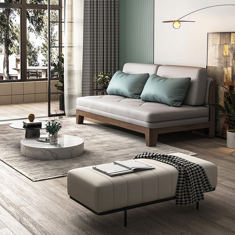 Contemporary Convertible Armless Faux Leather Stain Resistant Bed Settee Clearhalo 'furn' 'furn_sofas' 'Furniture' 'Living Room Furniture' 'Sofa' 'sofas' 5451002