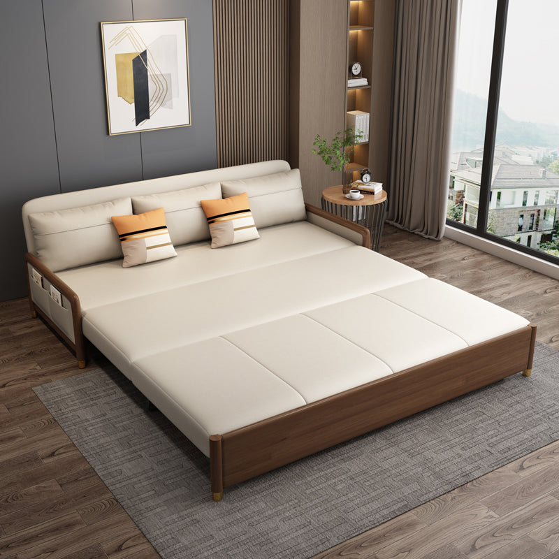 アームレスコンテンポラリーフェイクレザーコンバーチブルベッドのセッティー2枕付き