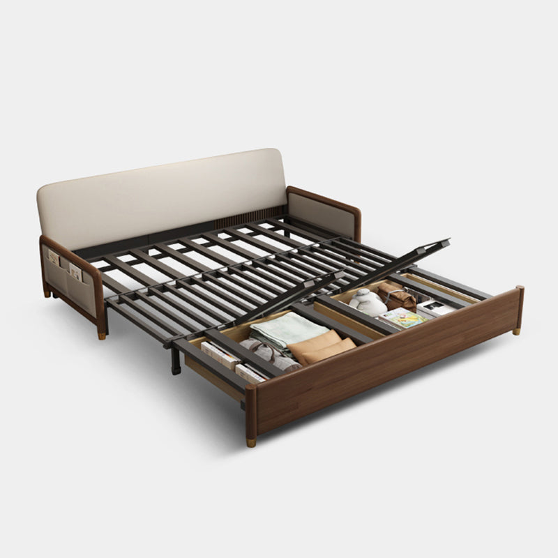 アームレスコンテンポラリーフェイクレザーコンバーチブルベッドのセッティー2枕付き