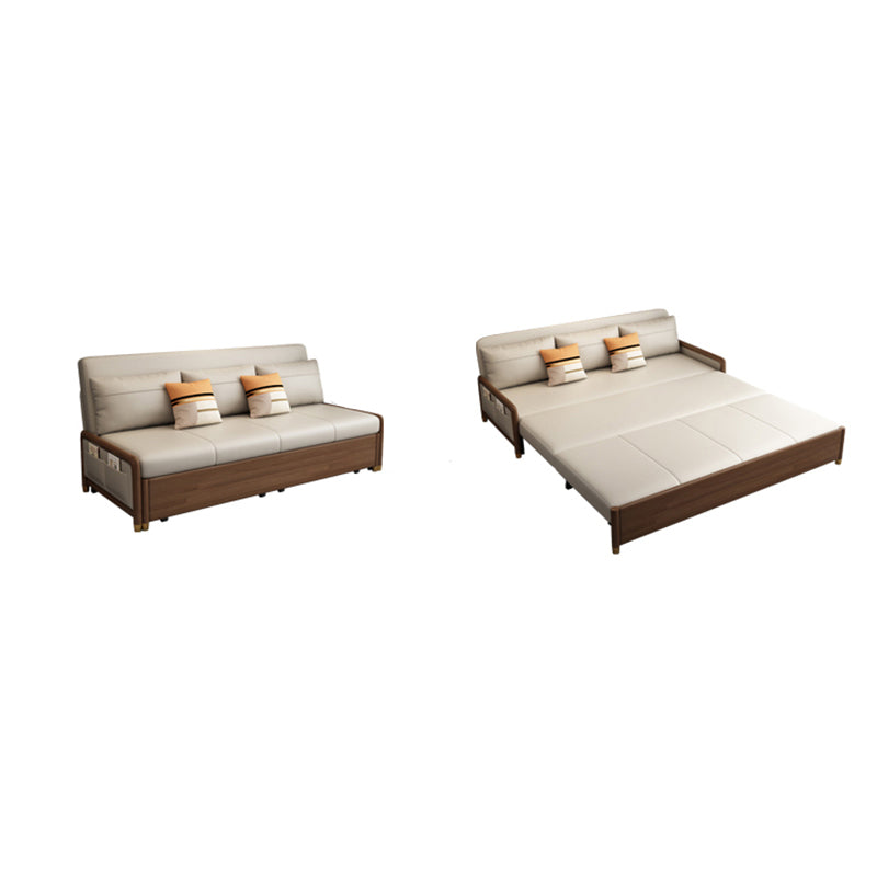 アームレスコンテンポラリーフェイクレザーコンバーチブルベッドのセッティー2枕付き