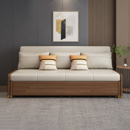 アームレスコンテンポラリーフェイクレザーコンバーチブルベッドのセッティー2枕付き