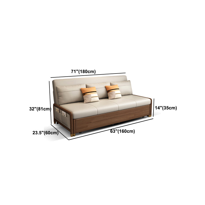 アームレスコンテンポラリーフェイクレザーコンバーチブルベッドのセッティー2枕付き