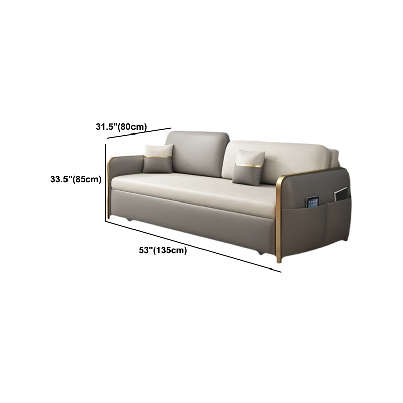 Moderno divano braccio quadrato da 33,4 "h in pelle finta per soggiorno