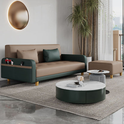 30,7" H Kunstleder-Sofabett mit quadratischen Armlehnen für das Wohnzimmer