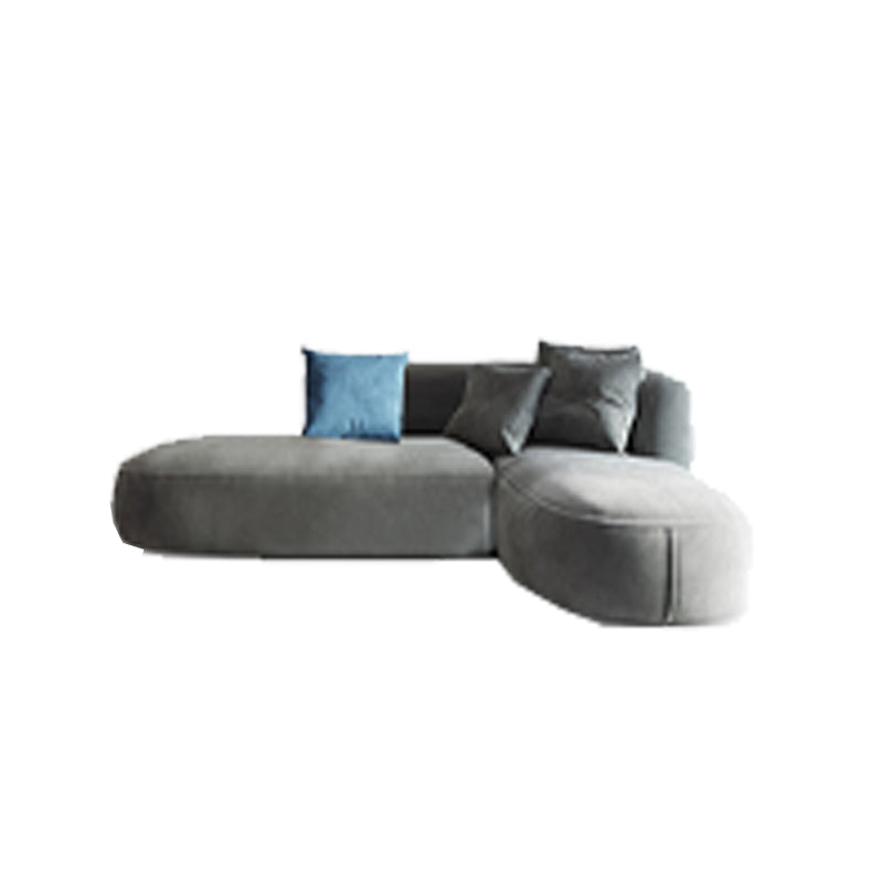 Nordic Style Velvet Sectional 27.56" H Sofa & Chaise in White/Grey