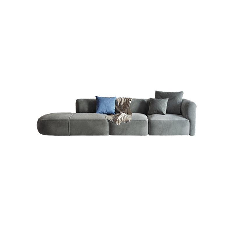 Nordic Style Velvet Sectional 27.56" H Sofa & Chaise in White/Grey