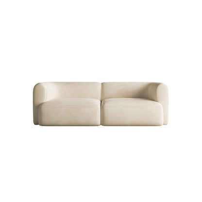 Nordic Style Velvet Sectional 27.56" H Sofa & Chaise in White/Grey