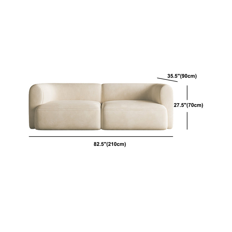 Nordic Style Velvet Sectional 27.56" H Sofa & Chaise in White/Grey