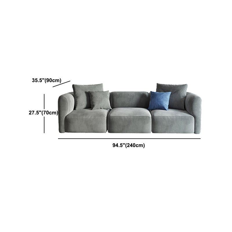 Nordic Style Velvet Sectional 27.56" H Sofa & Chaise in White/Grey