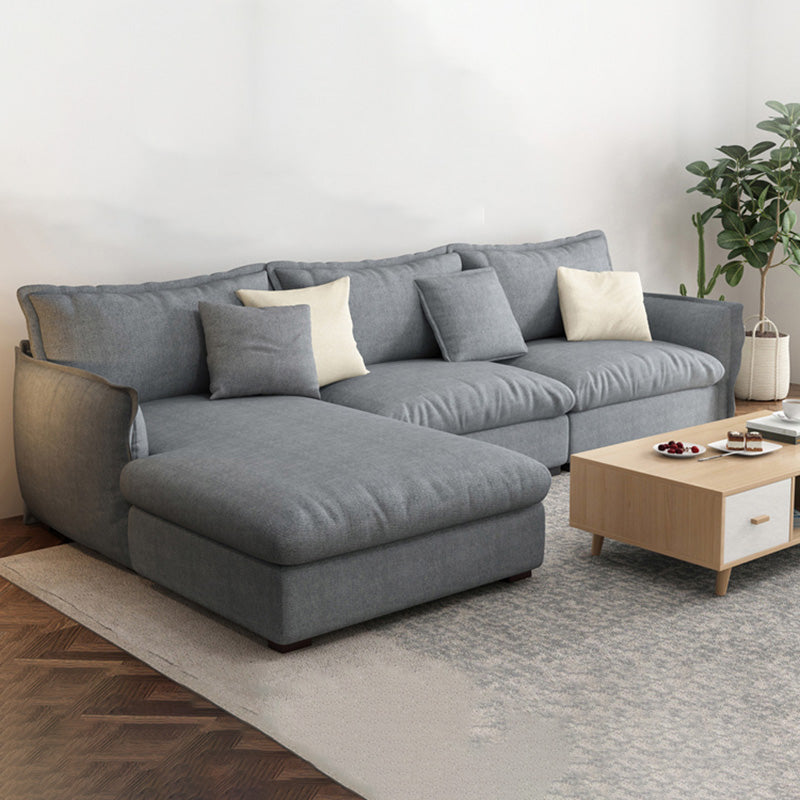 Light-grey Contemporary Sectional Living Room Solid Wood Sofa