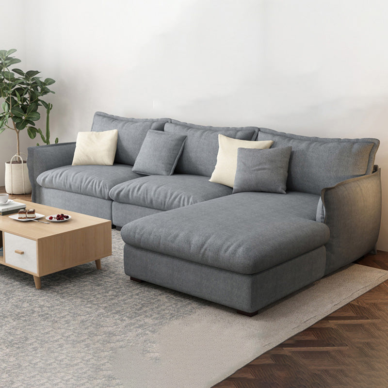 Light-grey Contemporary Sectional Living Room Solid Wood Sofa