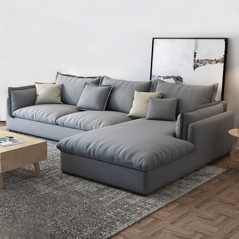 Light-grey Contemporary Sectional Living Room Solid Wood Sofa