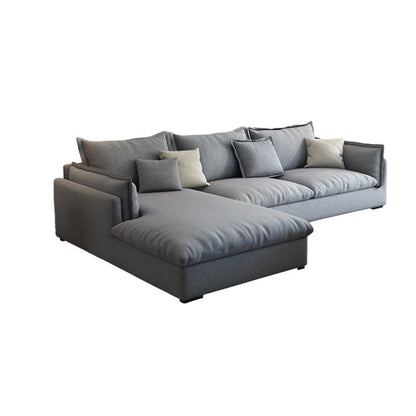 Light-grey Contemporary Sectional Living Room Solid Wood Sofa