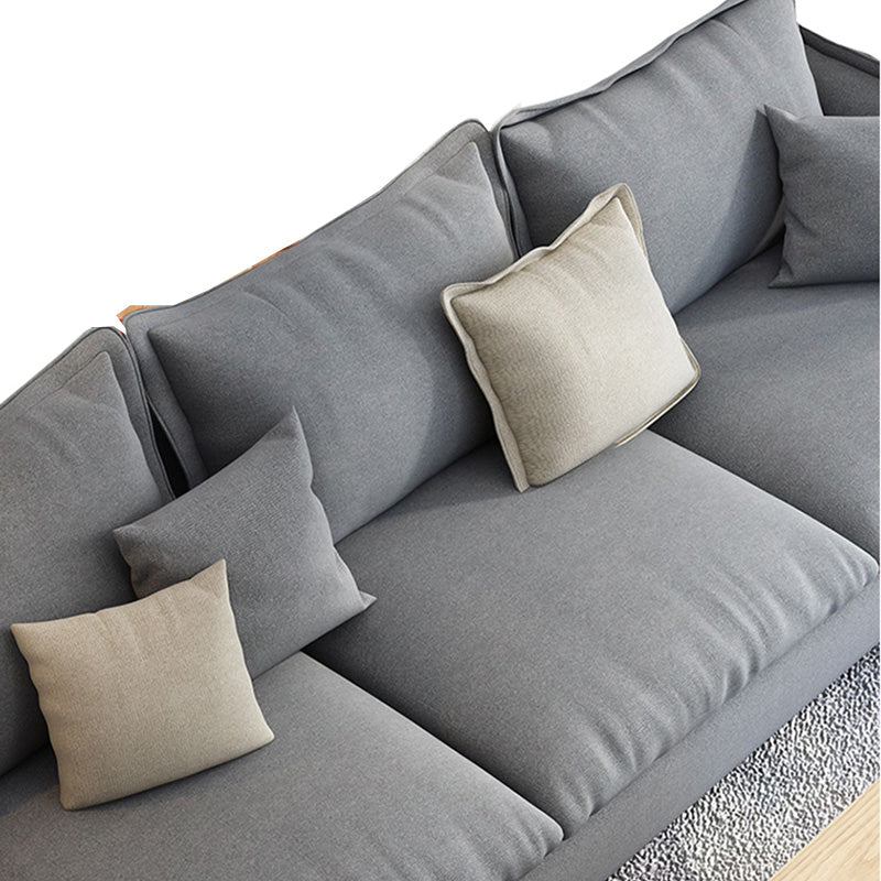 Light-grey Contemporary Sectional Living Room Solid Wood Sofa