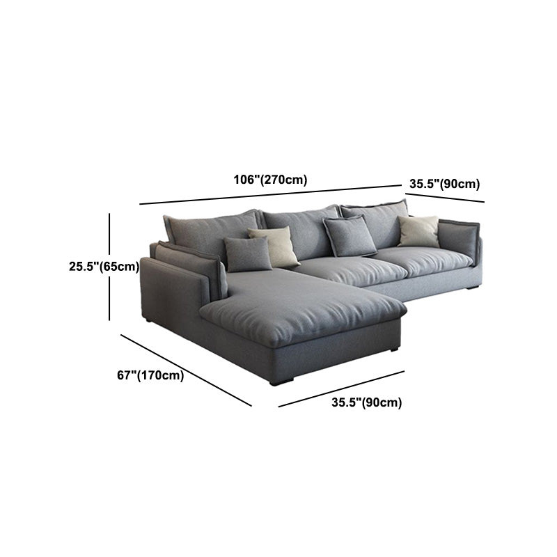 Light-grey Contemporary Sectional Living Room Solid Wood Sofa