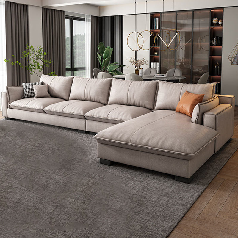 Fronte in pelle in pelle contemporanea braccio quadrato sezionale con cuscini