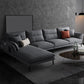 Flared Arm Fabric Sectional with Storage 4-seater Sofa & Chaise Gray Left Latex Clearhalo 'furn' 'furn_sectionals' 'Furniture' 'Living Room Furniture' 'Sectionals' 5451379