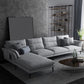 Flared Arm Fabric Sectional with Storage 4-seater Sofa & Chaise Light Gray Left Clearhalo 'furn' 'furn_sectionals' 'Furniture' 'Living Room Furniture' 'Sectionals' 5451381