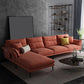 Flared Arm Fabric Sectional with Storage 4-seater Sofa & Chaise Orange Left Clearhalo 'furn' 'furn_sectionals' 'Furniture' 'Living Room Furniture' 'Sectionals' 5451386