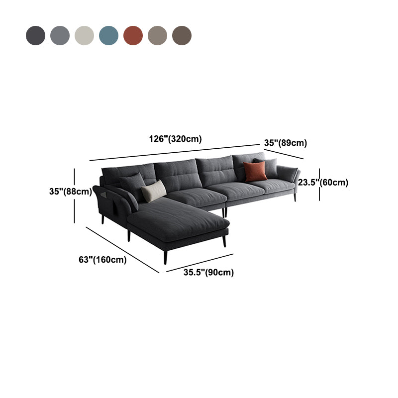 Flared Arm Fabric Sectional with Storage 4-seater Sofa & Chaise Clearhalo 'furn' 'furn_sectionals' 'Furniture' 'Living Room Furniture' 'Sectionals' 5451397