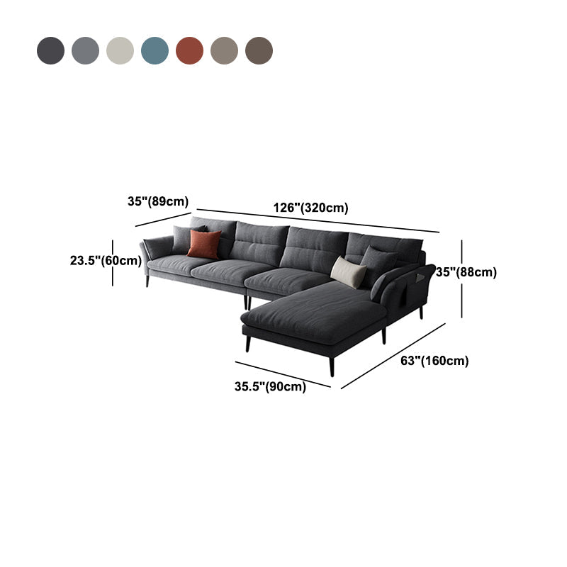 Flared Arm Fabric Sectional with Storage 4-seater Sofa & Chaise Clearhalo 'furn' 'furn_sectionals' 'Furniture' 'Living Room Furniture' 'Sectionals' 5451398