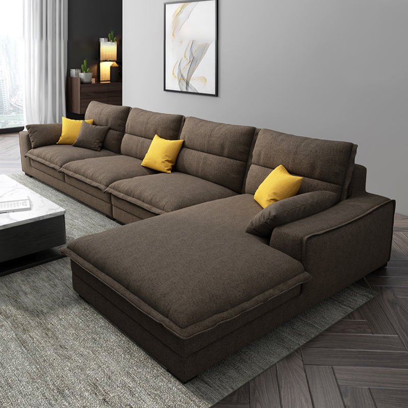 71" W Sectional Sofa L-Shape Stationary Linen Sectional Sofa