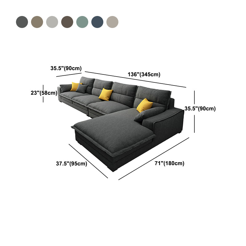 71" W Sectional Sofa L-Shape Stationary Linen Sectional Sofa