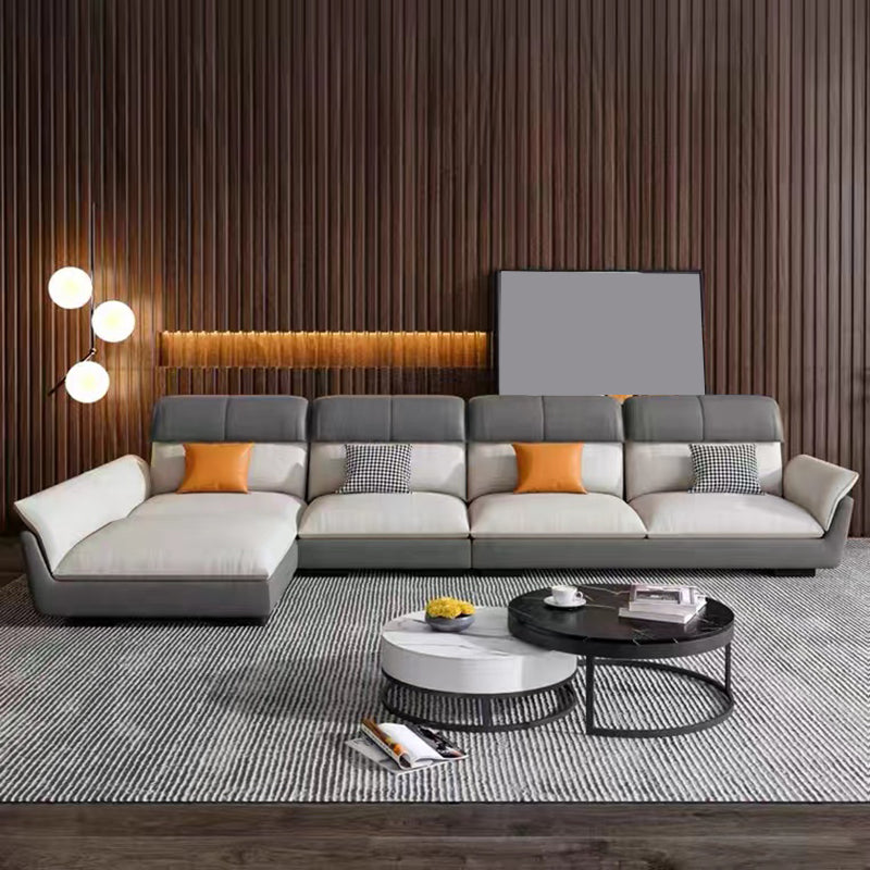 Scandinave résistant aux taches en cuir en cuir en L canapé