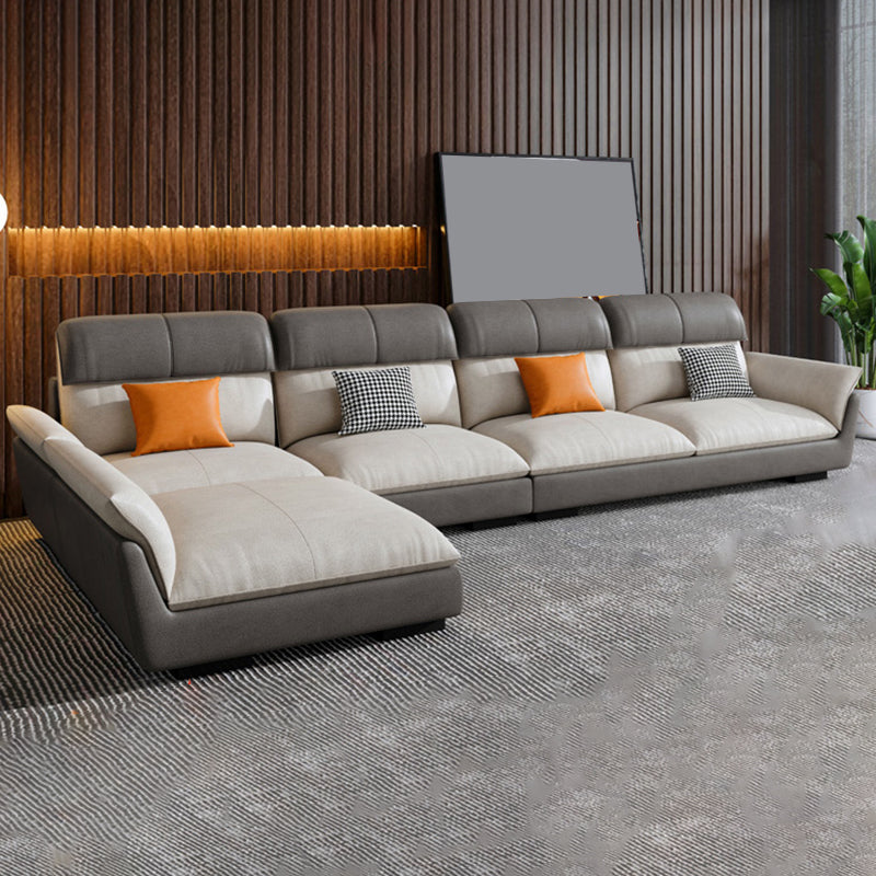 Scandinave résistant aux taches en cuir en cuir en L canapé