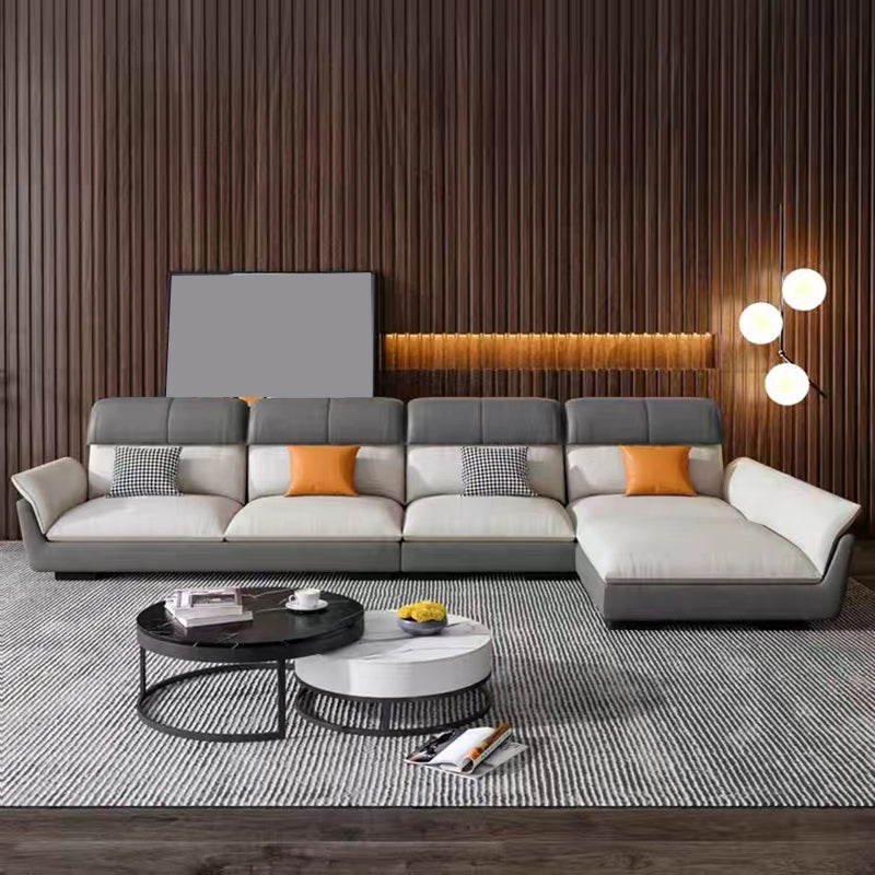 Scandinave résistant aux taches en cuir en cuir en L canapé