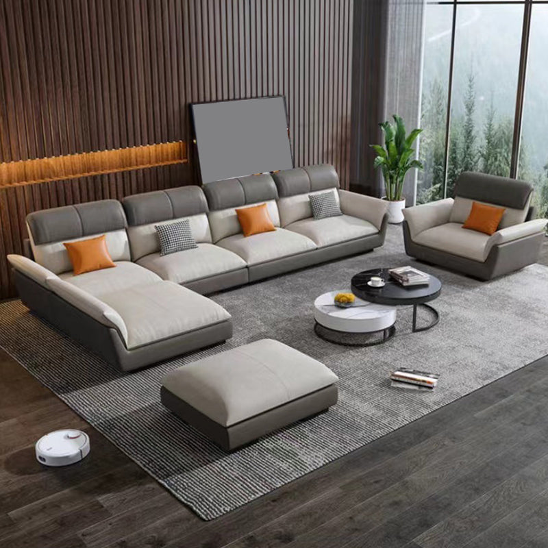 Scandinave résistant aux taches en cuir en cuir en L canapé