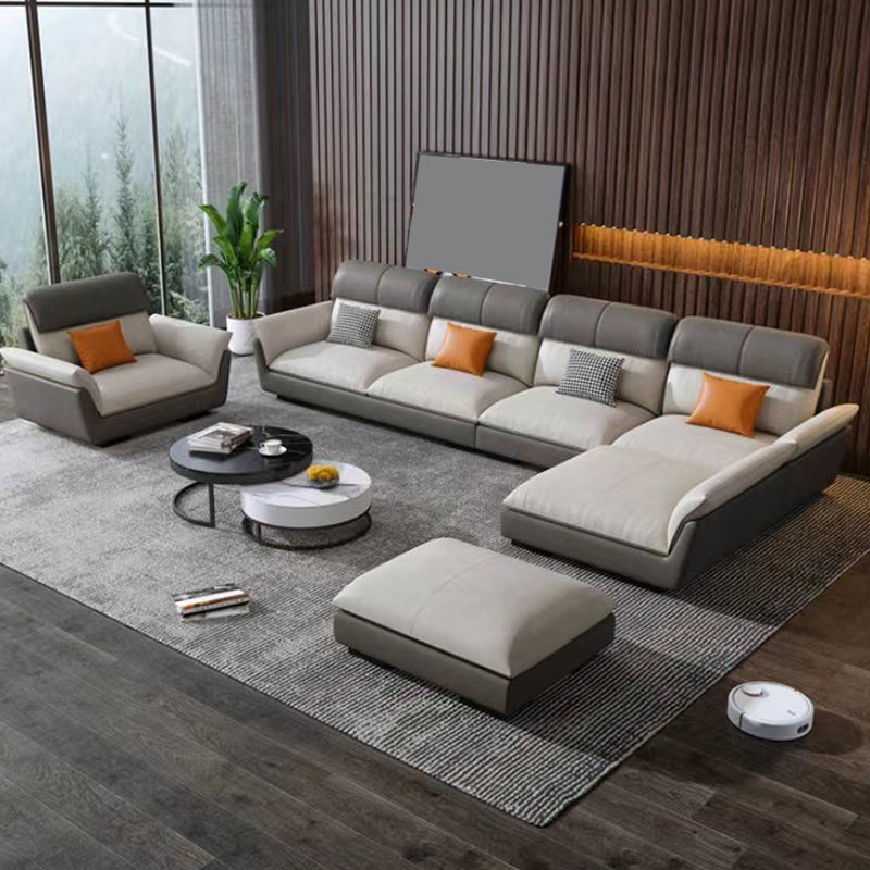 Scandinave résistant aux taches en cuir en cuir en L canapé