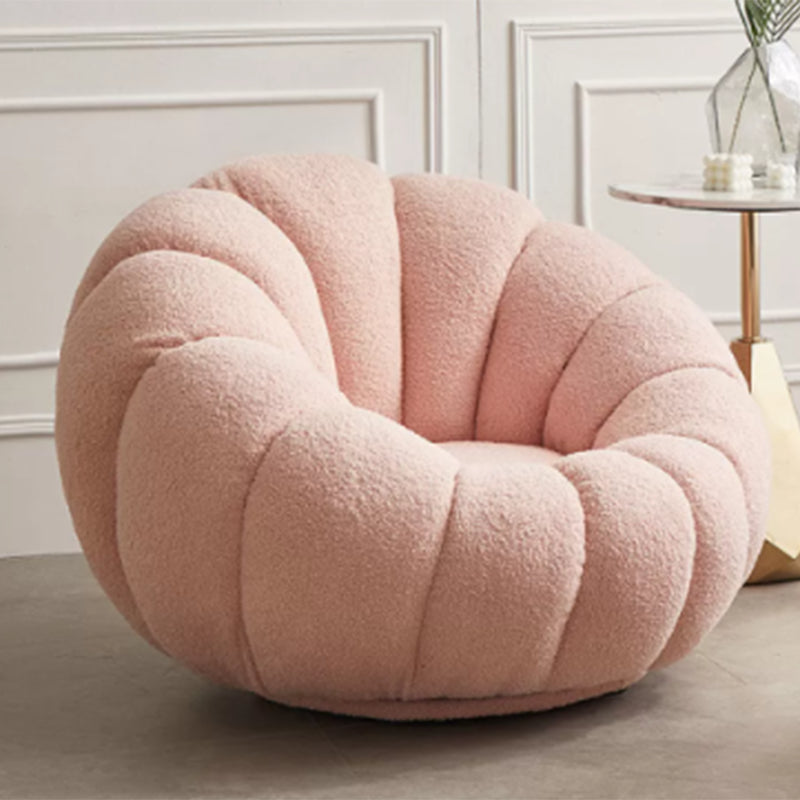 Modern Arm Chair, Wool Blend / Velvet Upholstered Accent Chair, 37"(W) X 37"(D) X 26"(H) Nude Pink Without Ottoman Clearhalo 'Accent Chairs' 'accent_chairs' 'Chairs & Seating' 'furn' 'furn_accent_chairs' 'Furniture' 'Living Room Furniture' 5451489