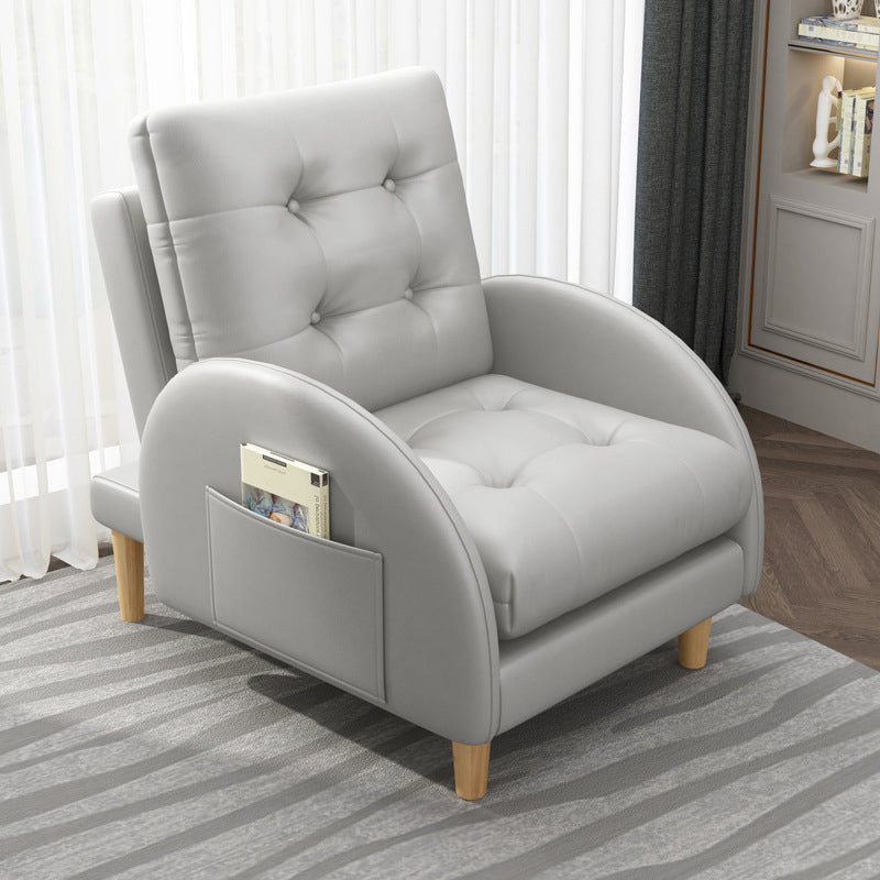 Modern Accent Chair Fabric/PU Chair With Tufted Back with 4 Legs Base Grey Without Ottoman Clearhalo 'Accent Chairs' 'accent_chairs' 'Chairs & Seating' 'furn' 'furn_accent_chairs' 'Furniture' 'Living Room Furniture' 5451496