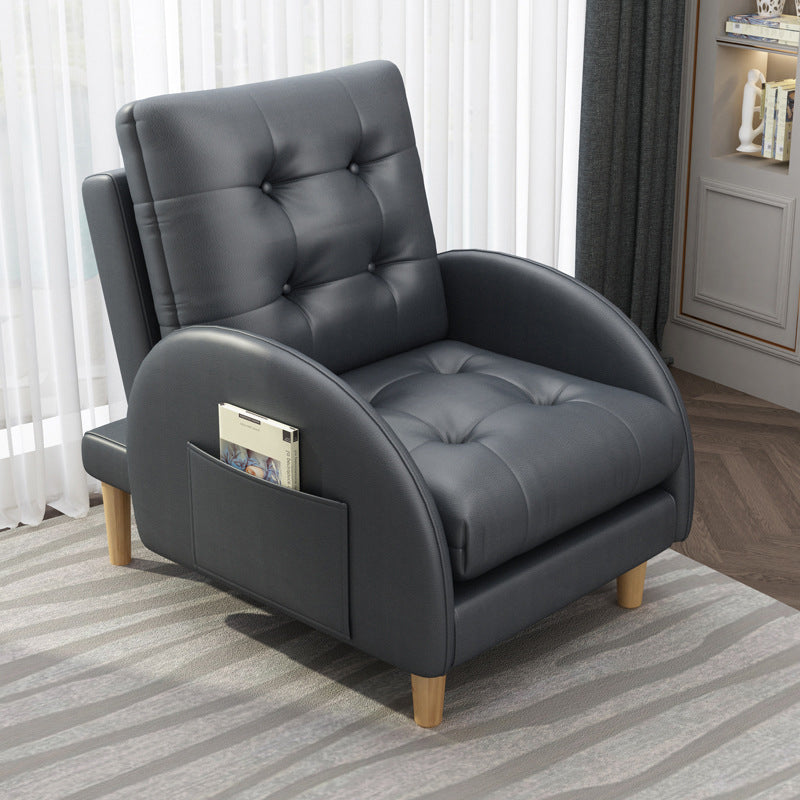 Modern Accent Chair Fabric/PU Chair With Tufted Back with 4 Legs Base Black Without Ottoman Clearhalo 'Accent Chairs' 'accent_chairs' 'Chairs & Seating' 'furn' 'furn_accent_chairs' 'Furniture' 'Living Room Furniture' 5451506