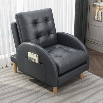 Modern Accent Chair Fabric/PU Chair With Tufted Back with 4 Legs Base Black Without Ottoman Clearhalo 'Accent Chairs' 'accent_chairs' 'Chairs & Seating' 'furn' 'furn_accent_chairs' 'Furniture' 'Living Room Furniture' 5451506
