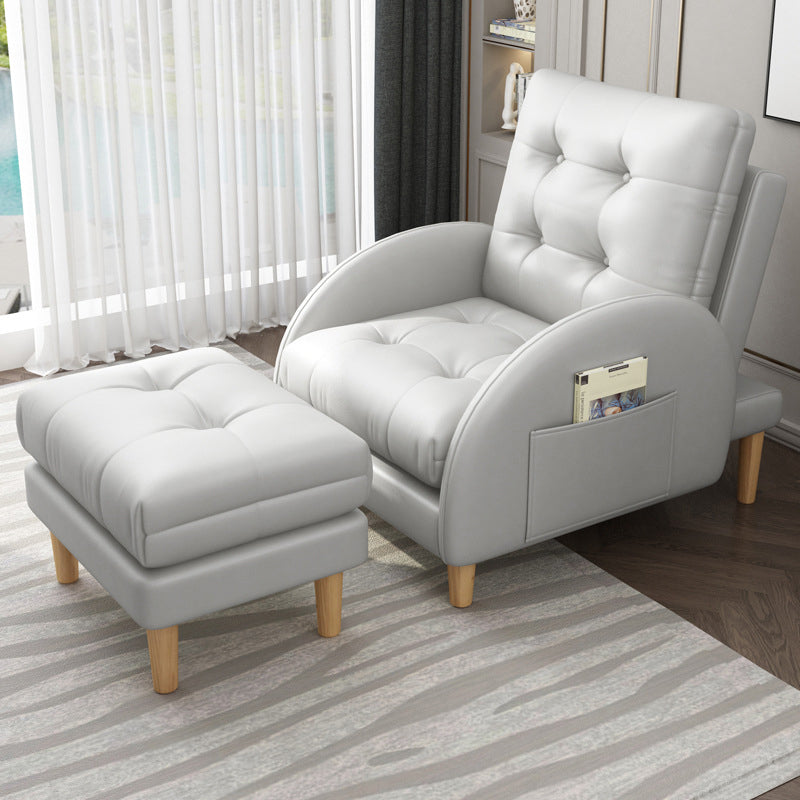 Modern Accent Chair Fabric/PU Chair With Tufted Back with 4 Legs Base Grey With Ottoman Clearhalo 'Accent Chairs' 'accent_chairs' 'Chairs & Seating' 'furn' 'furn_accent_chairs' 'Furniture' 'Living Room Furniture' 5451511