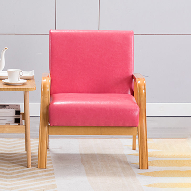 Arm Chair 25.19" L x 25.98" W x 29.52" H Solid Wood Frame Accent Armchair Pink Natural Wood Clearhalo 'Accent Chairs' 'accent_chairs' 'Chairs & Seating' 'furn' 'furn_accent_chairs' 'Furniture' 'Living Room Furniture' 5451538