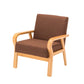 Arm Chair 25.19" L x 25.98" W x 29.52" H Solid Wood Frame Accent Armchair Dark Coffee Natural Wood Clearhalo 'Accent Chairs' 'accent_chairs' 'Chairs & Seating' 'furn' 'furn_accent_chairs' 'Furniture' 'Living Room Furniture' 5451539