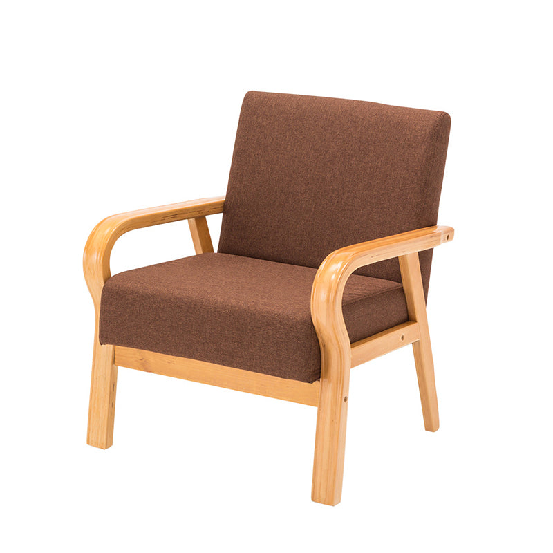 Arm Chair 25.19" L x 25.98" W x 29.52" H Solid Wood Frame Accent Armchair Dark Coffee Natural Wood Clearhalo 'Accent Chairs' 'accent_chairs' 'Chairs & Seating' 'furn' 'furn_accent_chairs' 'Furniture' 'Living Room Furniture' 5451539